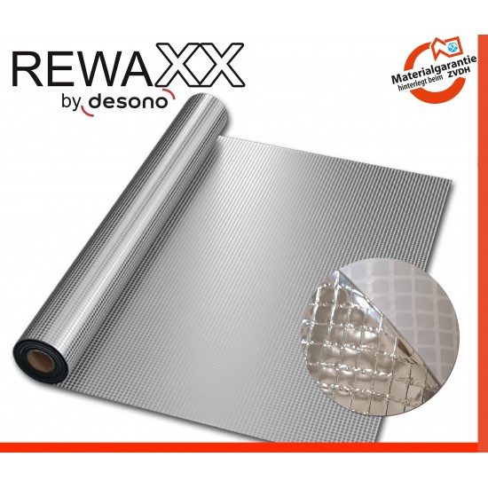 REWAXX METAL S90 hálóerősített hőtükrös párafékezo fólia 75 m2 (1.5 m × 50 m)